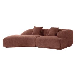 Canapé d'angle gauche compressé VENA 4 places tissu bouclette texturé terracotta
