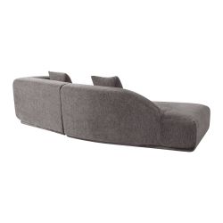 Canapé d'angle gauche compressé VENA 4 places tissu bouclette texturé marron