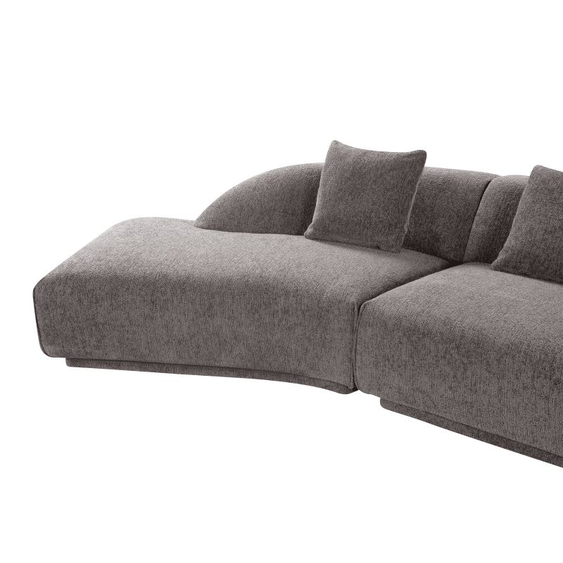 Canapé d'angle gauche compressé VENA 4 places tissu bouclette texturé marron