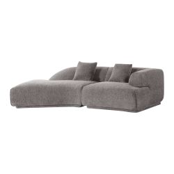 Canapé d'angle gauche compressé VENA 4 places tissu bouclette texturé marron