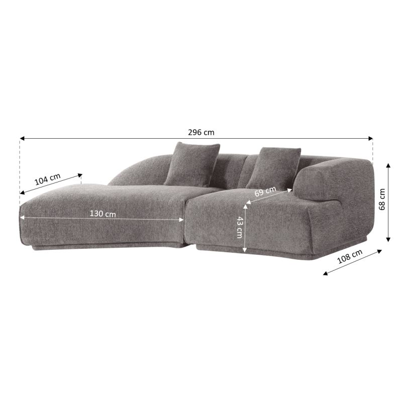 Canapé d'angle gauche compressé VENA 4 places tissu bouclette texturé marron