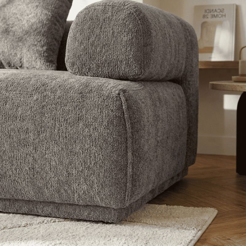 Canapé d'angle gauche compressé VENA 4 places tissu bouclette texturé marron