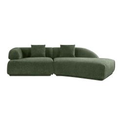 Canapé d'angle droit compressé VENA 4 places tissu bouclette texturé vert