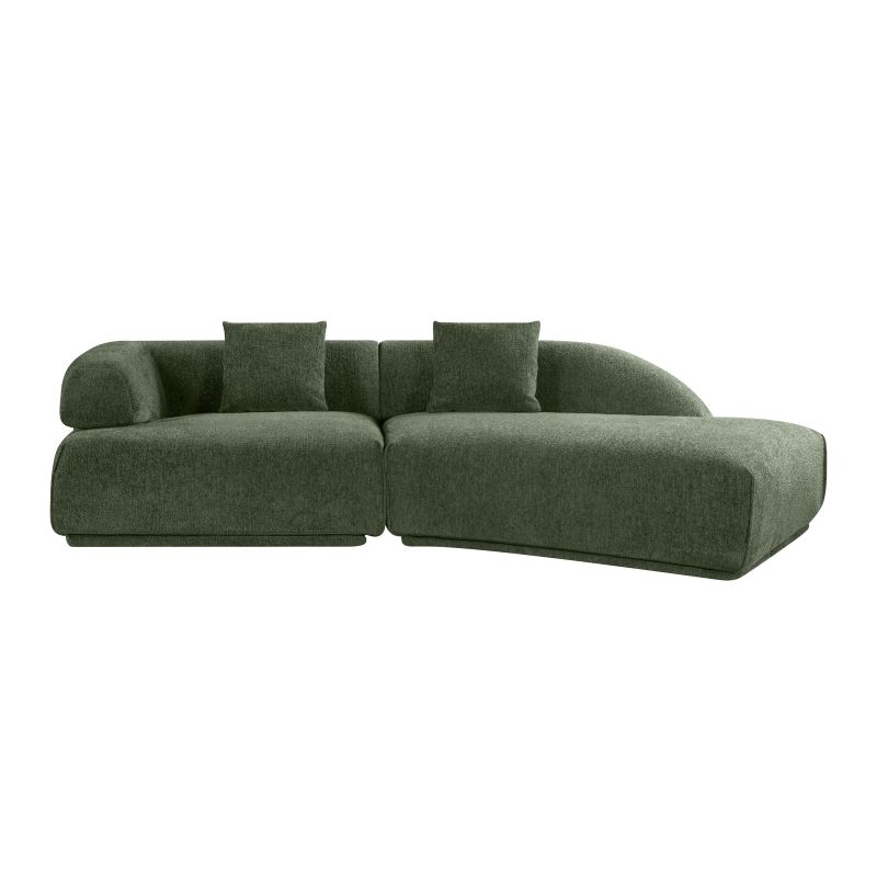 Canapé d'angle droit compressé VENA 4 places tissu bouclette texturé vert