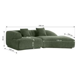 Canapé d'angle droit compressé VENA 4 places tissu bouclette texturé vert