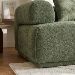 Canapé d'angle droit compressé VENA 4 places tissu bouclette texturé vert
