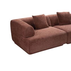 Canapé d'angle droit compressé VENA 4 places tissu bouclette texturé terracotta