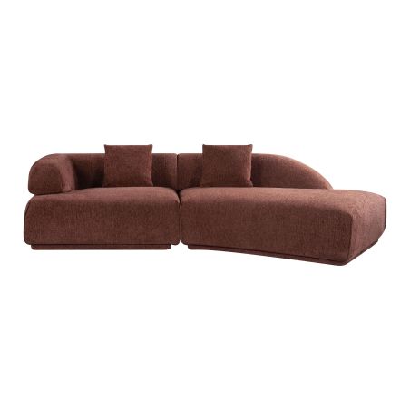 Canapé d'angle droit compressé VENA 4 places tissu bouclette texturé terracotta