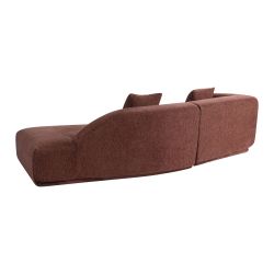 Canapé d'angle droit compressé VENA 4 places tissu bouclette texturé terracotta
