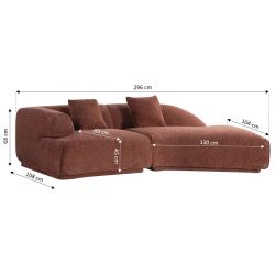 Canapé d'angle droit compressé VENA 4 places tissu bouclette texturé terracotta