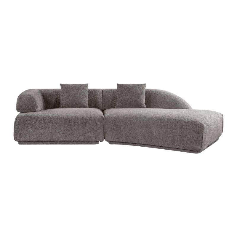 Canapé d'angle droit compressé VENA 4 places tissu bouclette texturé marron