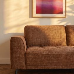 Canapé droit fixe LOERA 3 places tissu velours texturé terracotta
