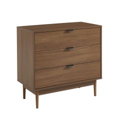 Commode ALMA effet noyer 3 tiroirs 80cm
