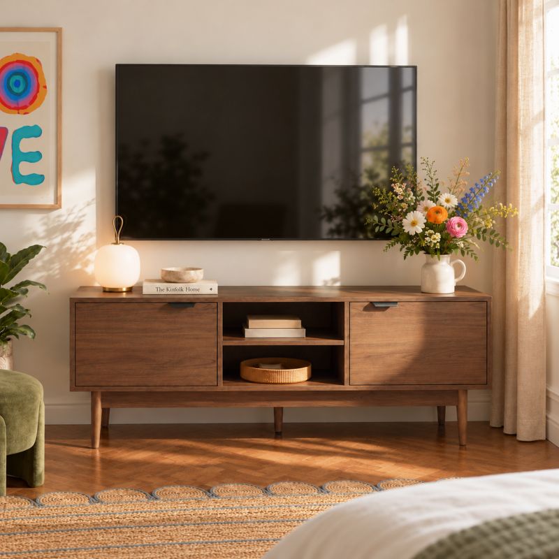 Meuble tv ALMA effet noyer 130cm