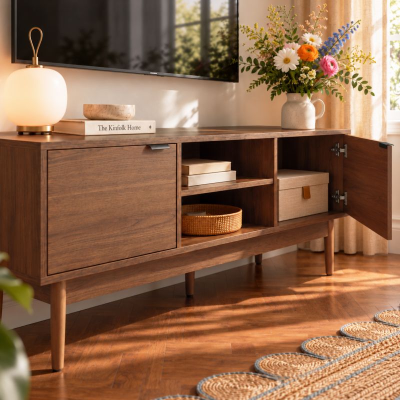 Meuble tv ALMA effet noyer 130cm