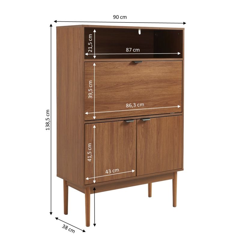 Secrétaire ALMA effet noyer 90cm