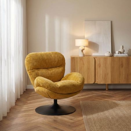 Fauteuil rotatif CERES 1 place tissu jaune moutarde