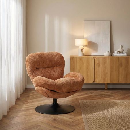 Fauteuil rotatif CERES 1 place tissu terracotta